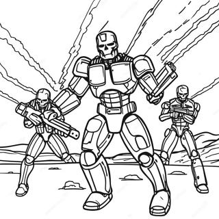Futuristic Terminator Battle Coloring Page | Terminator coloring page