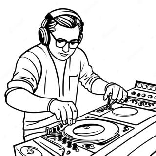 DJ Mixing Music Coloring Page | DJ coloring page