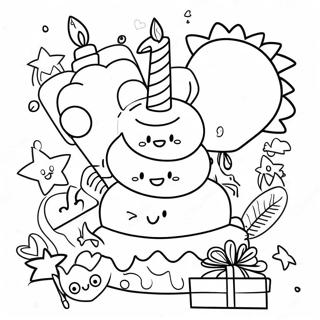 4th Birthday Celebration Coloring Page | 4th Birthday coloring page