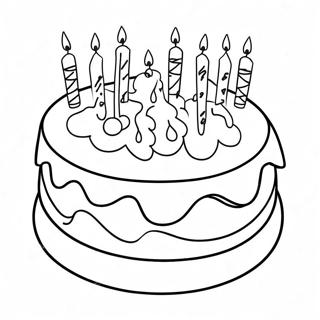 Colorful 4th Birthday Cake Coloring Page | 4th Birthday coloring page