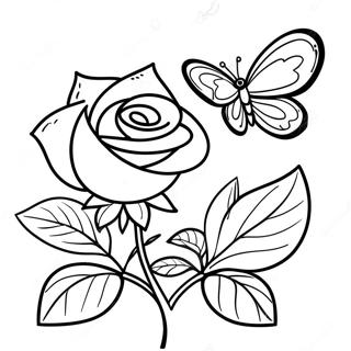 Rose and Butterfly Coloring Page | Rose and Butterfly coloring page