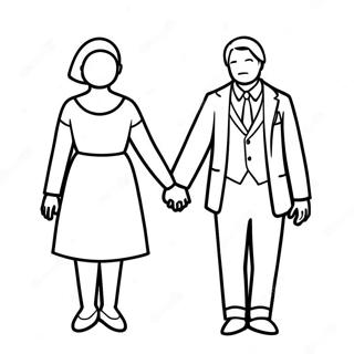 Couple Holding Hands Coloring Page | Romance coloring page