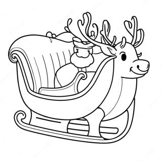 Färgläggningssida med Jultomtesläde | Jultomte släde och renar målarbild