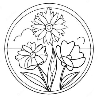 Colorful Suncatcher with Flowers Coloring Page | Suncatcher coloring page