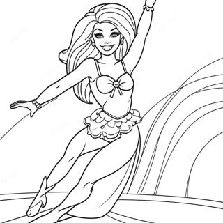 Barbie Performing a Split Coloring Page | Barbie Gymnastics coloring page