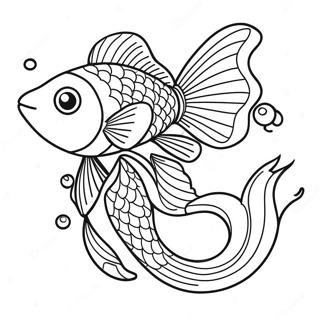 Happy Goldfish Swimming Coloring Page | Goldfish Swim School coloring page