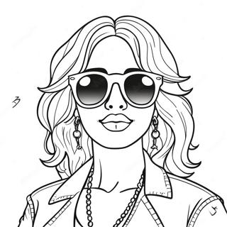 Cool Baddie with Sunglasses Coloring Page | Baddie coloring page
