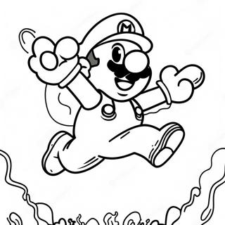 Fire Mario Jumping Over Enemies Coloring Page | Fire Mario coloring page