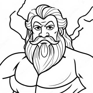 Mighty Zeus with Lightning Bolt Coloring Page | Zeus coloring page