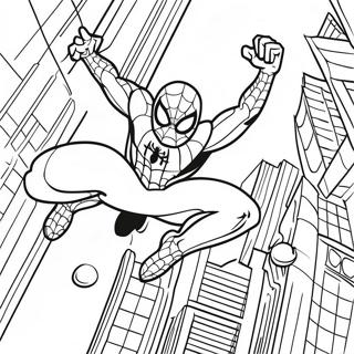 Spider-Man Swinging Through the City Coloring Page | Spectacular Spider Man coloring page