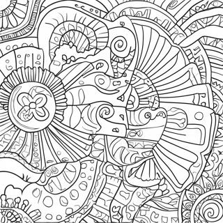 Colorful Mola Patterns Coloring Page | Mola Patterns coloring page
