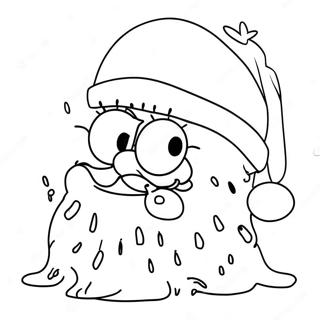 Festive SpongeBob with Santa Hat Coloring Page | Christmas SpongeBob coloring page
