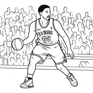 Klay Thompson Action Shot Coloring Page | Klay Thompson coloring page