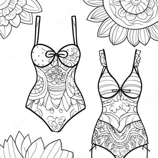 Colorful Swimsuit Designs Coloring Page | Swimsuit coloring page