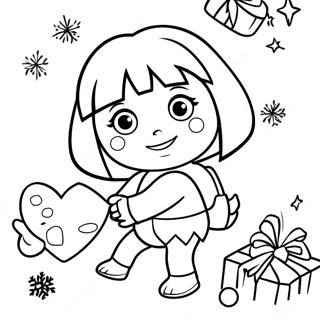 Dora Christmas Coloring Page | Dora Christmas coloring page