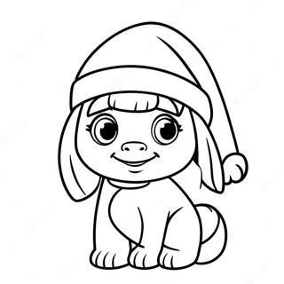 Dora in a Festive Santa Hat Coloring Page | Dora Christmas coloring page