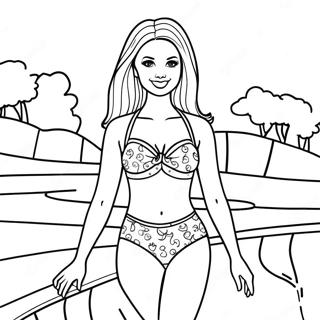 Barbie in a Colorful Swimsuit Coloring Page | Barbie Beach coloring page