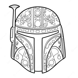 Detaillierter Boba Fett Helm Ausmalbild | Boba Fett Helm Ausmalbild