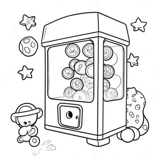Colorful Claw Machine with Toys Coloring Page | Claw Machine coloring page