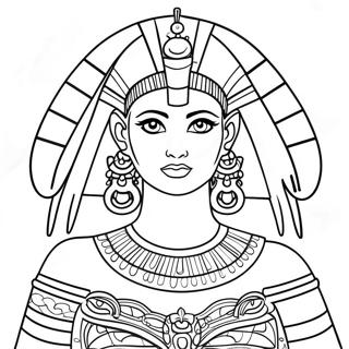 Elegant Cleopatra with Crown Coloring Page | Cleopatra coloring page