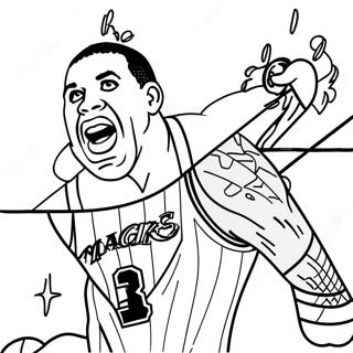 Magic Johnson in Action Coloring Page | Magic Johnson coloring page