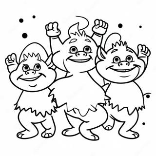 Colorful Trolls Dancing Coloring Page | Trolls 3 coloring page