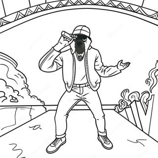 Pop Smoke Performing on Stage Coloring Page | Pop Smoke coloring page
