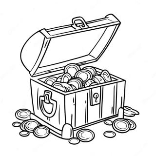 Gold Coins Treasure Chest Coloring Page | Gold Coins coloring page