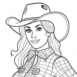 Cowgirl Barbie i en glittrig outfit färgläggningssida | Cowgirl Barbie målarbild