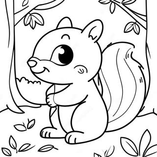 Cute Kindergarten Squirrel in Autumn Coloring Page | Kindergarten Fall coloring page