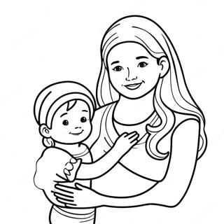 Sweet Mommy and Child Coloring Page | I Love Mommy coloring page