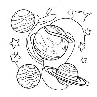 Colorful Stars and Planets Coloring Page | Night Sky Galaxy coloring page