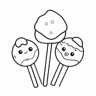 Colorful Cake Pop Tower Coloring Page | Cake Pop coloring page