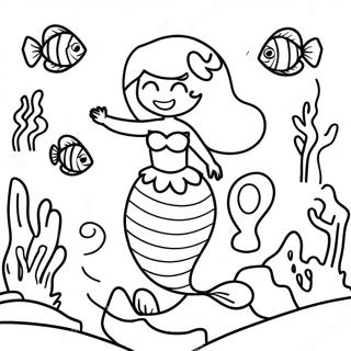 Colorful Coral Reef Little Mermaid Coloring Page | Little Mermaid coloring page