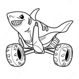Shark Monster Truck Racing Coloring Page | Shark Monster Truck coloring page