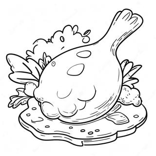 Crispy Fried Chicken Drumstick Coloring Page | Fried Chicken coloring page