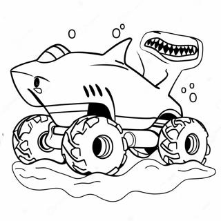 Ferocious Shark Monster Truck Coloring Page | Shark Monster Truck coloring page