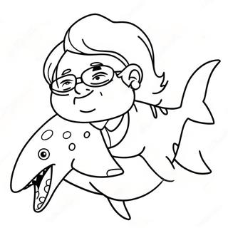 Happy Grandma Shark Coloring Page | Grandma Shark coloring page