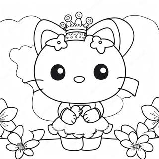Hello Kitty Fairy with Sparkling Wings Coloring Page | Hello Kitty Fairy coloring page