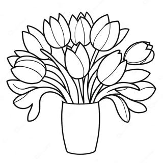 Elegant Tulip Bouquet Coloring Page | Realistic Tulip coloring page