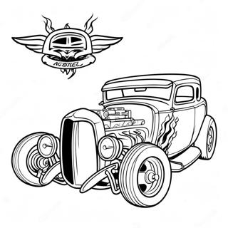 Vintage Hot Rod with Flames Coloring Page | Hot Rod coloring page