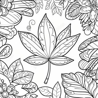 Detailed Pot Leaf Coloring Page | Pot Leaf coloring page