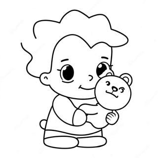 Cute Maggie Simpson with a Teddy Bear Coloring Page | Maggie Simpson coloring page