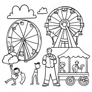 County Fair Fun Activities Coloring Page | County Fair coloring page