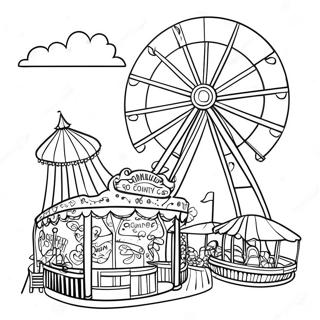 Colorful County Fair Rides Coloring Page | County Fair coloring page