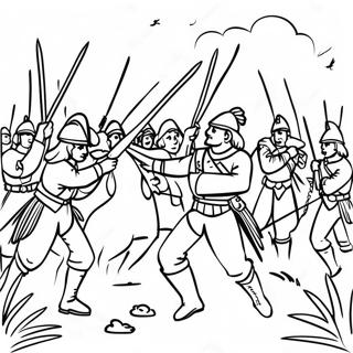 French and Indian War Battle Scene Coloring Page | French and Indian War coloring page
