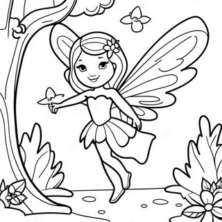 Elegant Black Fairy in a Magical Forest Coloring Page | Black Fairy coloring page