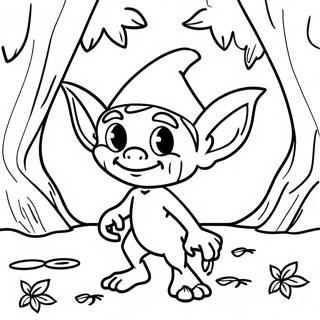 Mischievous Goblin in Forest Coloring Page | Goblin coloring page