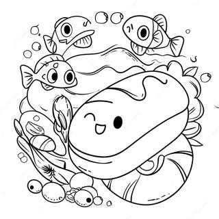 Colorful Loaves and Fish Coloring Page | 5 Loaves and 2 Fish coloring page