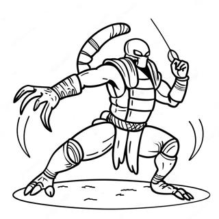 Scorpion in Battle Stance Coloring Page | Mortal Kombat coloring page